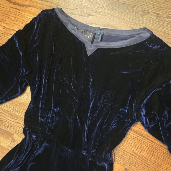 Vintage 80s Silk Velvet Dress Holiday Christmas Party - Picture 2 of 4